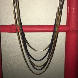 15” multi stand black and gold necklace